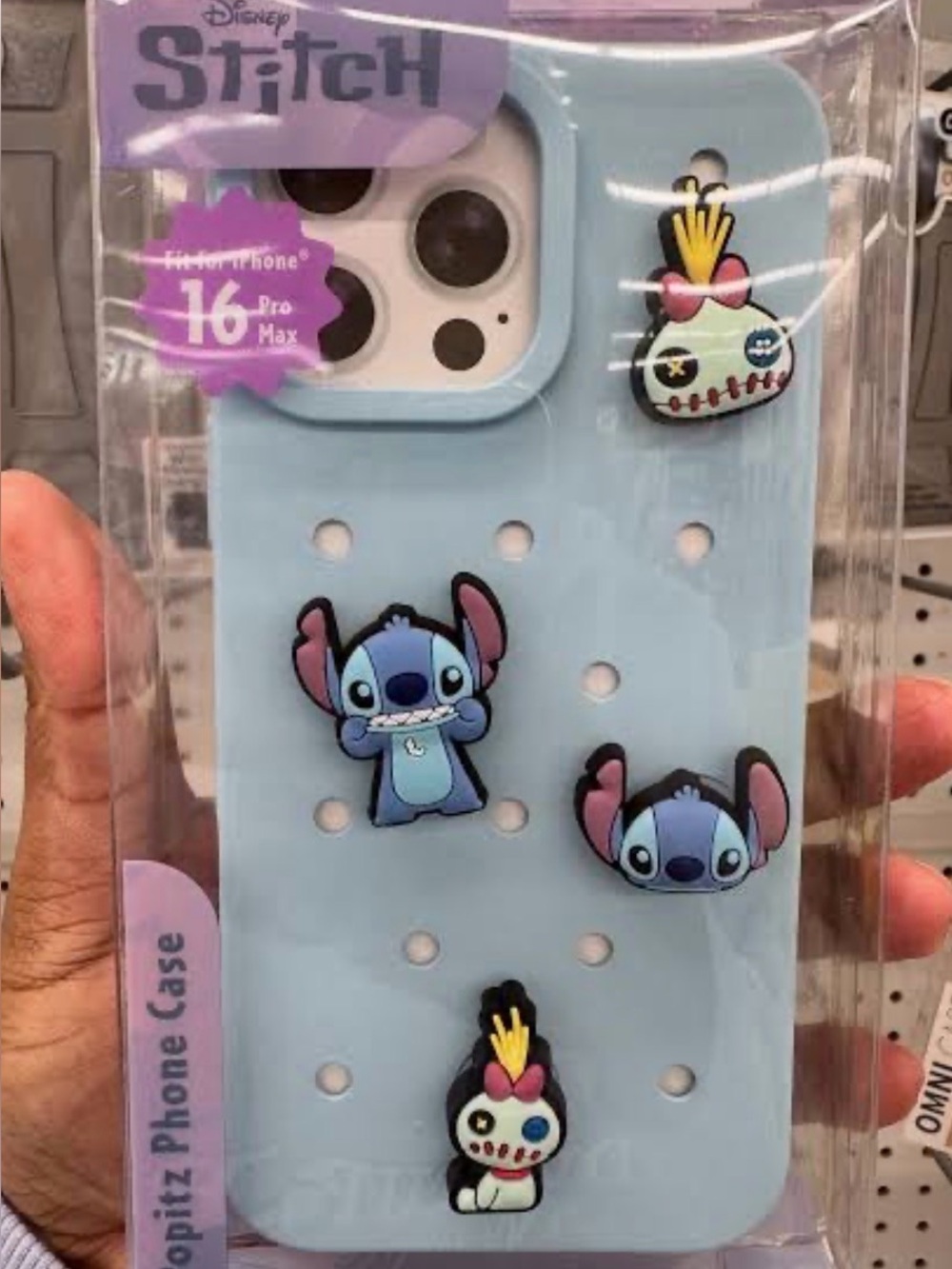 Disney Stitch Light Blue iPhone FITS 16e/15/14/13 Case with Charms